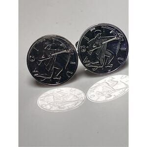 Vintage Sagittarius Sterling Silver Round Circle Cuff Links December Birthday